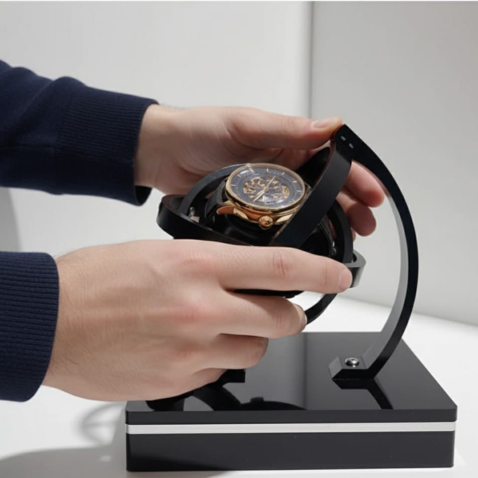 Remontoir Montre Automatique Design Luxe Silencieux avec Modes de Rotation 7