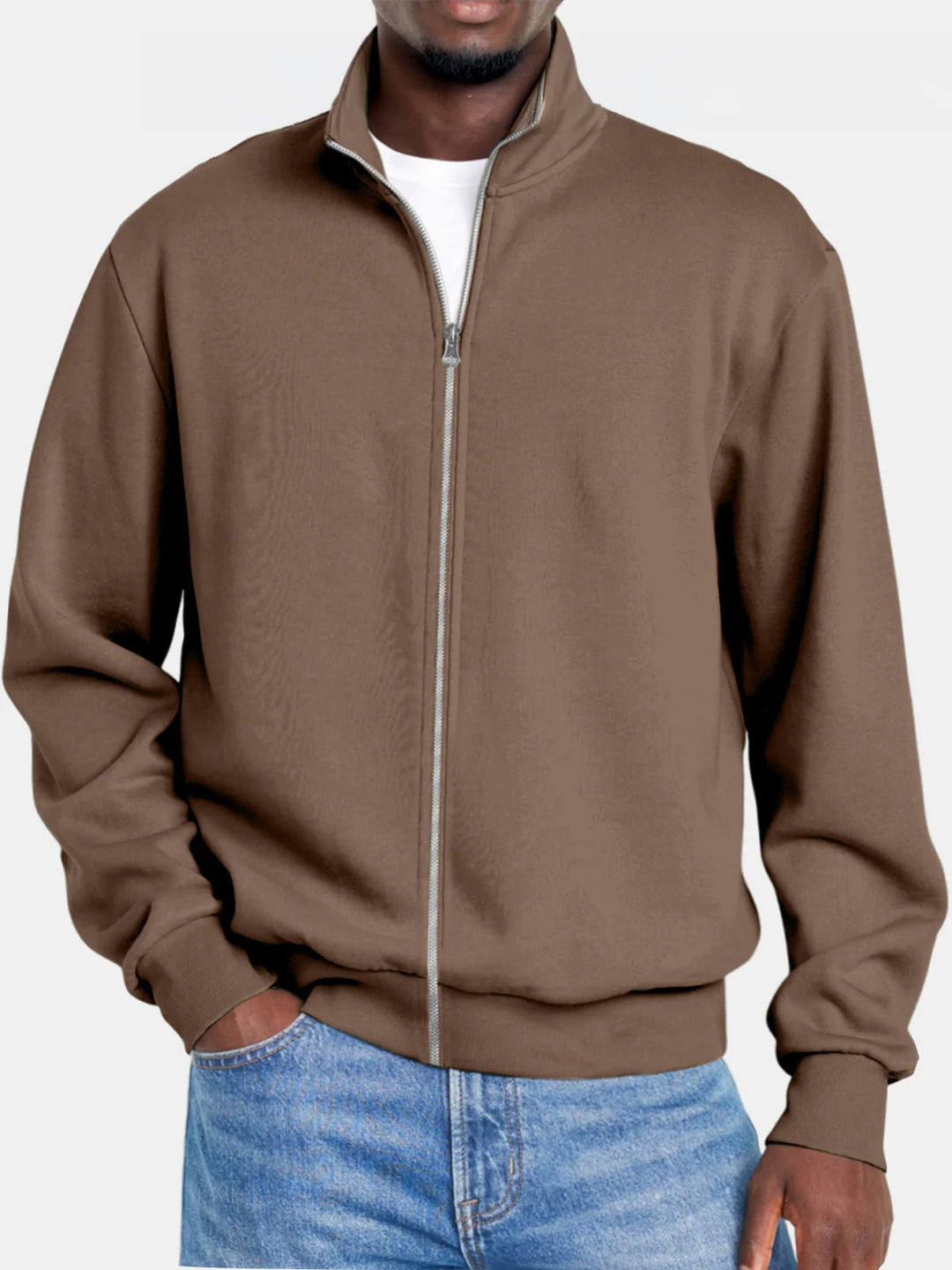Pull Zippé Homme Col Montant Style Moderne