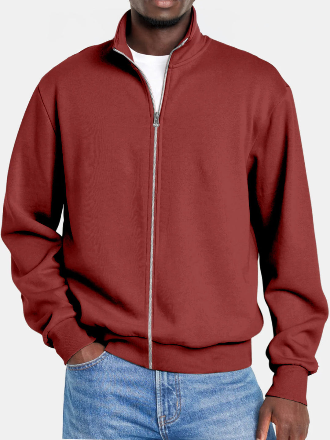 Pull Zippé Homme Col Montant Style Moderne