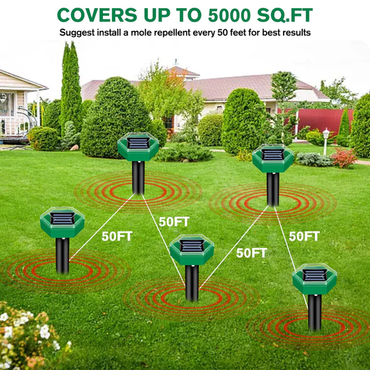 Répulsif Pour Taupe à Ultrasons Écologique - Pack de 4 Dispositifs de Jardin 2