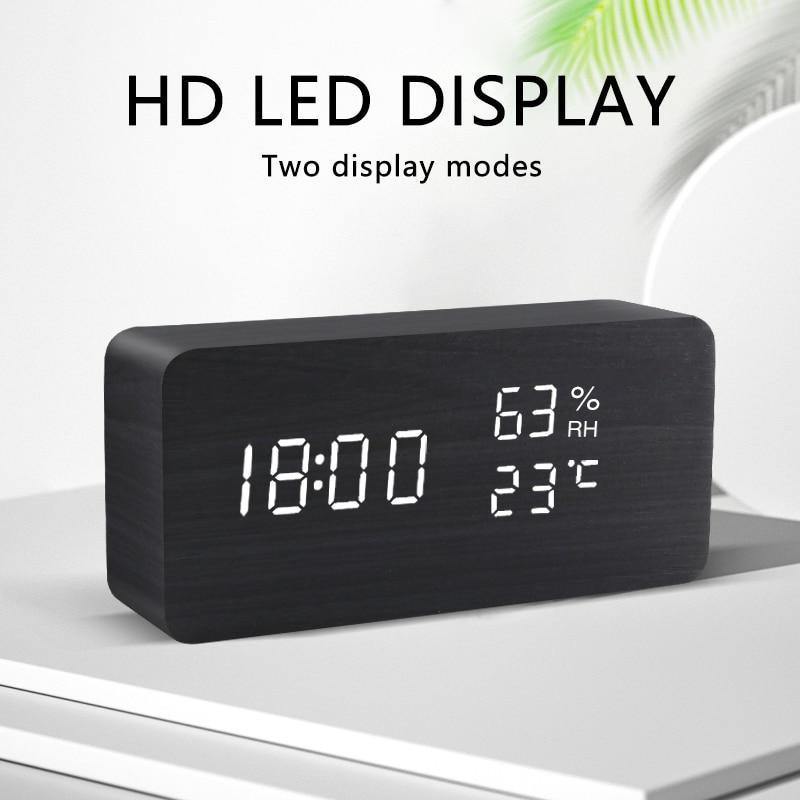 Réveil LED en Bois Design Moderne 3