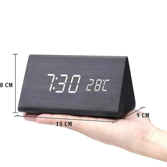 Réveil Matin LED Bois Design Rétro avec Alarme Personnalisable et Affichage de Température 0