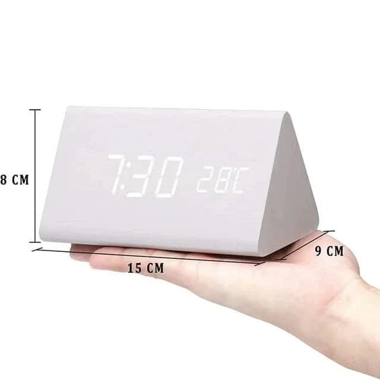 Réveil Matin LED Bois Design Rétro avec Alarme Personnalisable et Affichage de Température 3