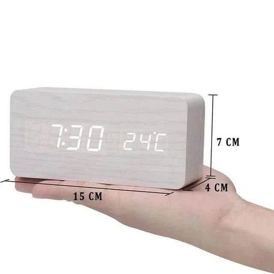 Réveil Matin LED Bois Design Rétro avec Alarme Personnalisable et Affichage de Température 8