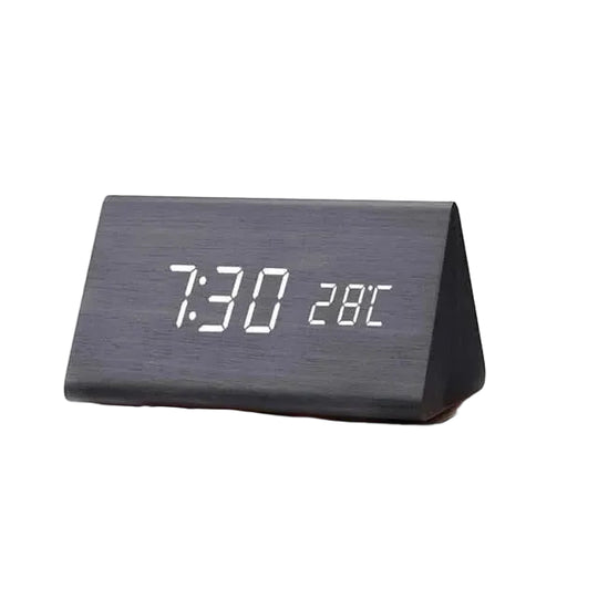 Réveil Matin LED Bois Design Rétro avec Alarmes Personnalisables et Affichage de Température 0