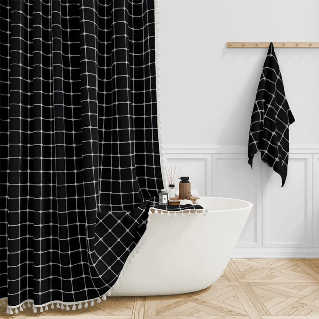 Rideau de Douche Bohème avec Pompons 2