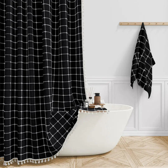 Rideau de Douche Bohème avec Pompons 2