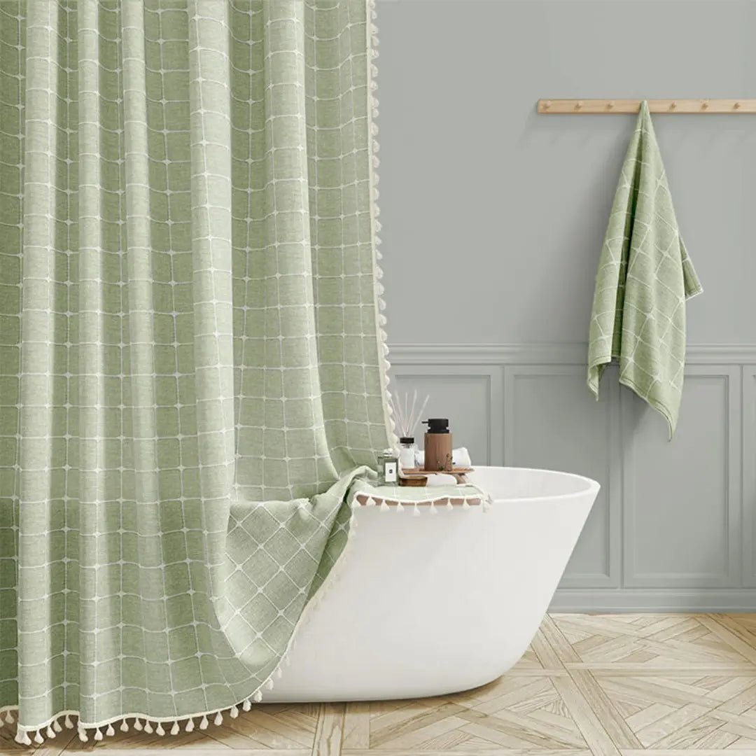 Rideau de Douche Bohème avec Pompons 4