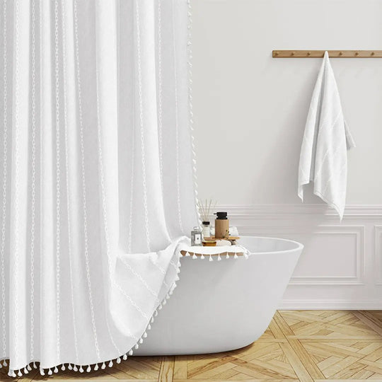 Rideau de Douche Bohème avec Pompons 5