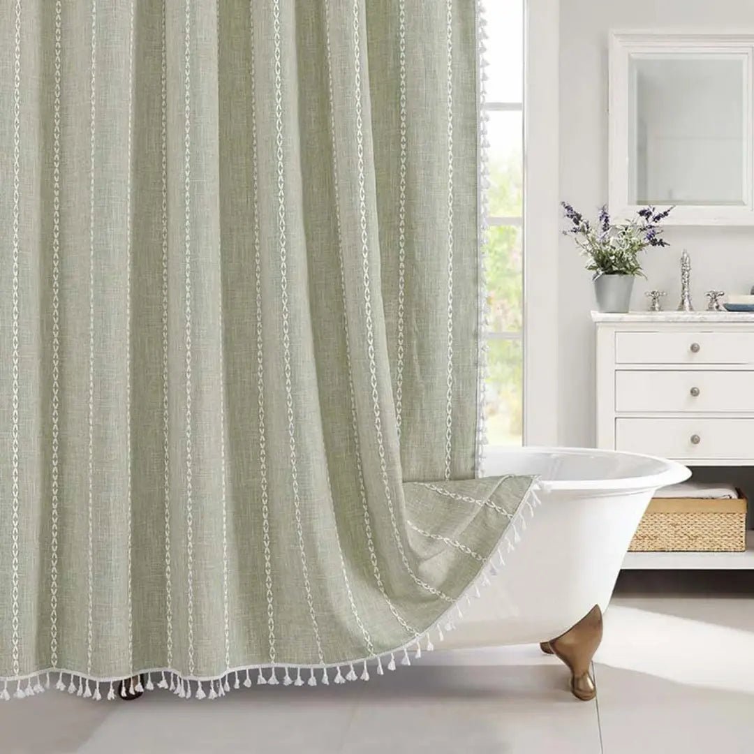 Rideau de Douche Bohème avec Pompons 6