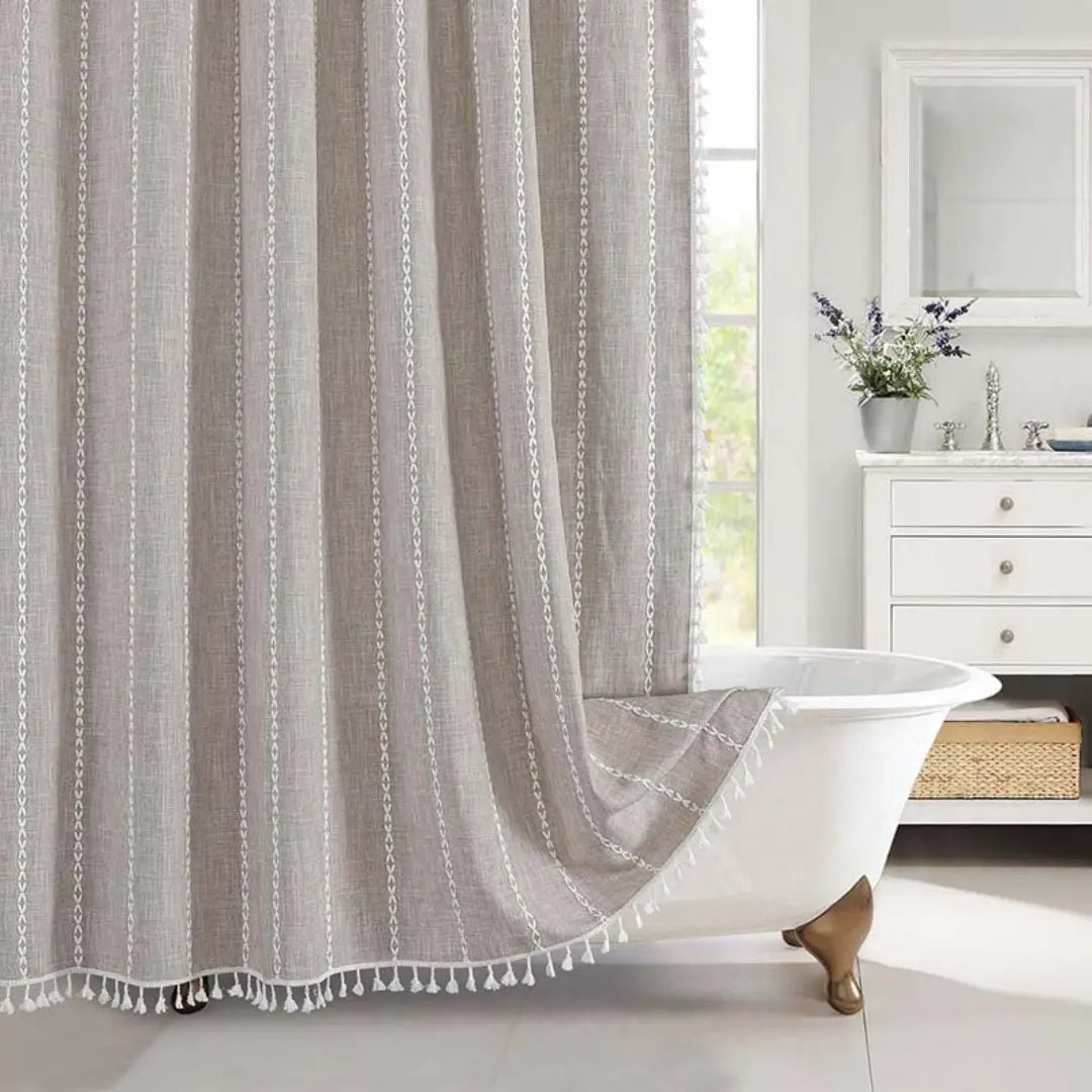 Rideau de Douche Bohème avec Pompons 7