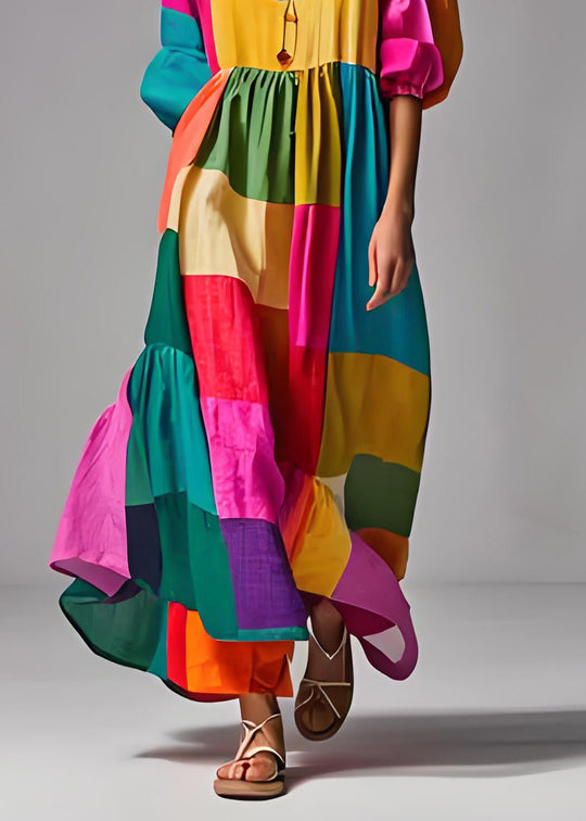 Robe Ample à Manches Bouffantes et Col en U pour Femme 4