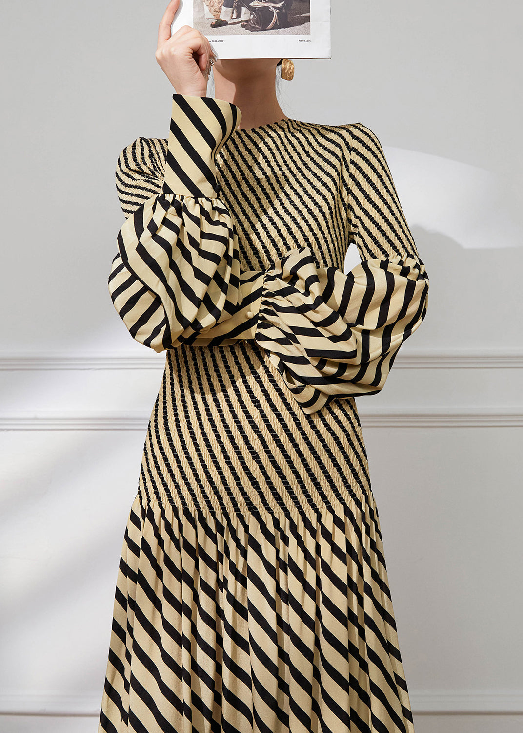 Robe Automne Col Rond Rayée Femme 3