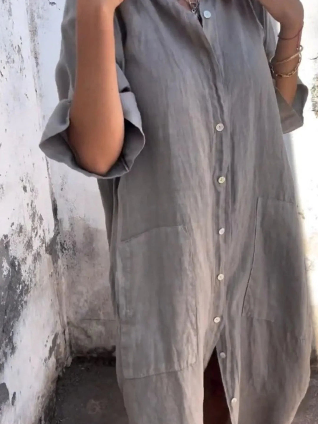 Robe Chemise Décontractée en Lin pour Femmes Grande Taille 1