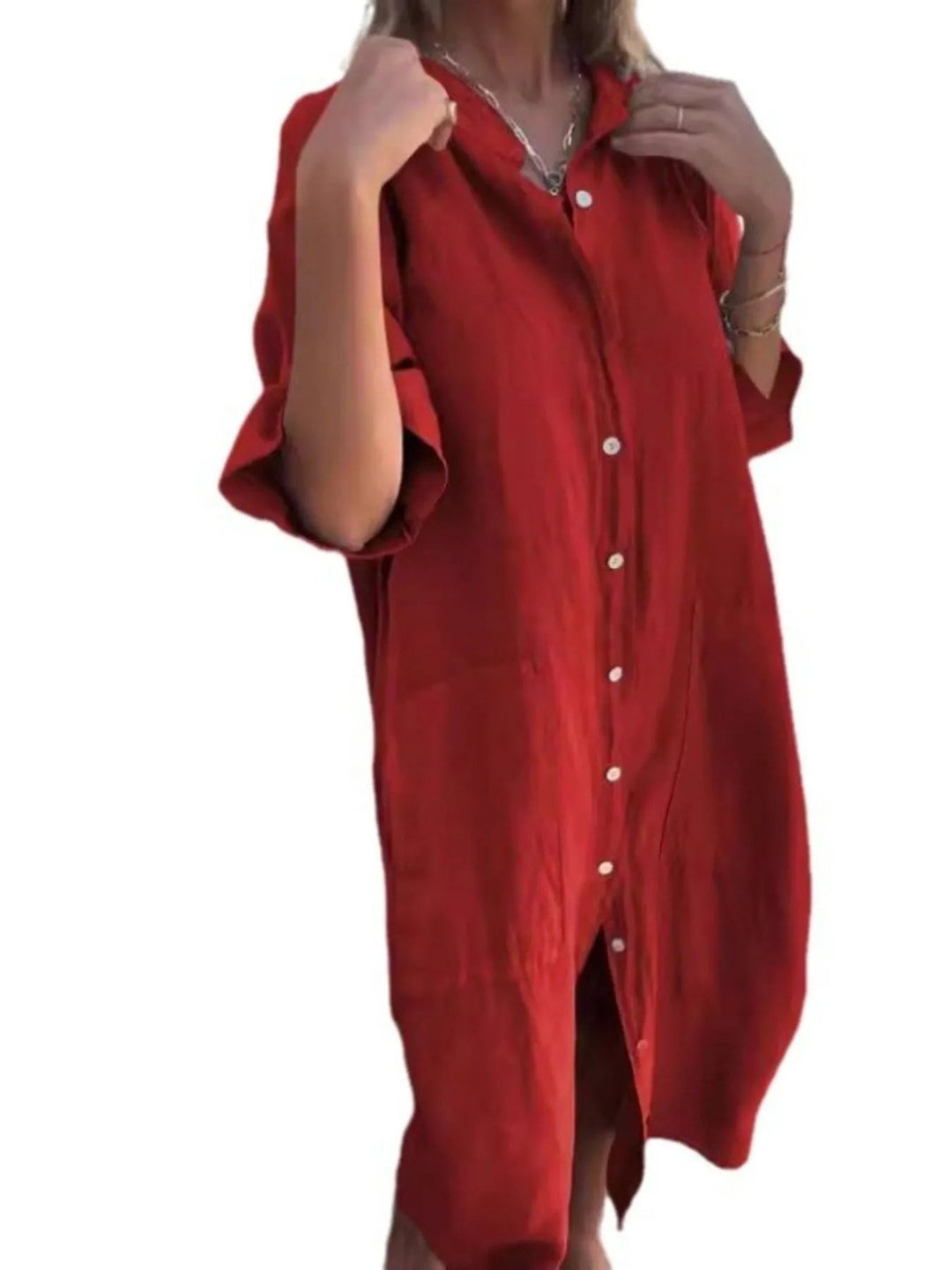 Robe Chemise Décontractée en Lin pour Femmes Grande Taille 11