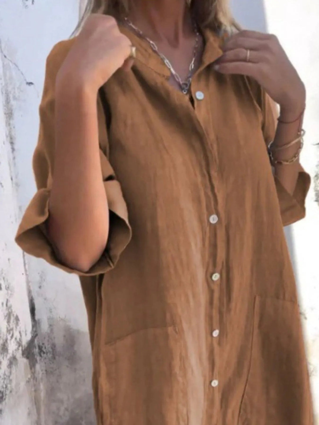 Robe Chemise Décontractée en Lin pour Femmes Grande Taille 12