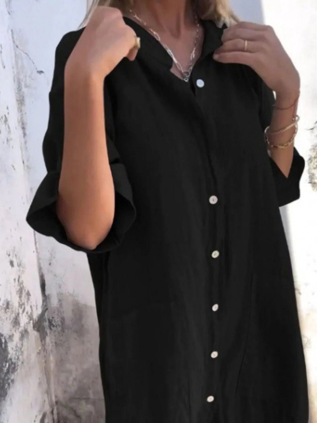 Robe Chemise Décontractée en Lin pour Femmes Grande Taille 3