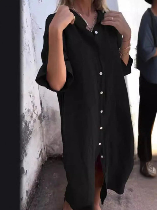 Robe Chemise Décontractée en Lin pour Femmes Grande Taille 4