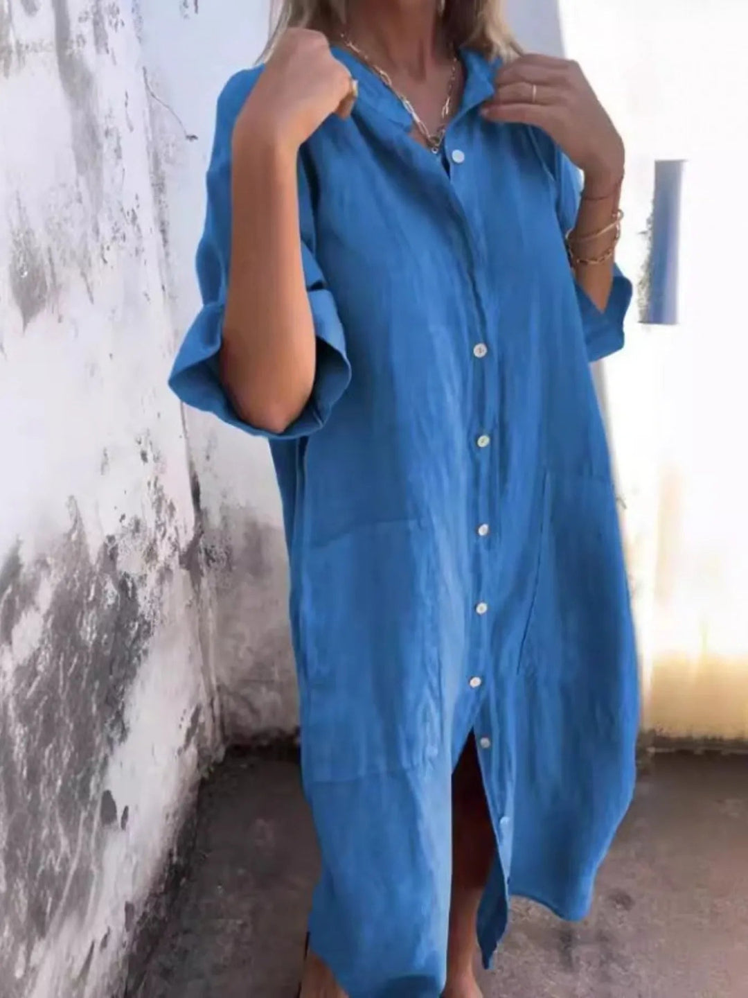 Robe Chemise Décontractée en Lin pour Femmes Grande Taille 6
