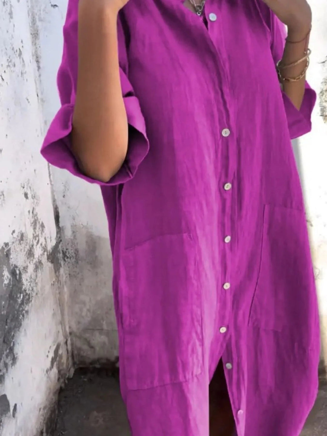 Robe Chemise Décontractée en Lin pour Femmes Grande Taille 9