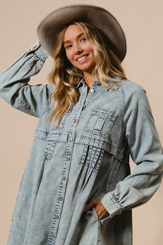 Robe Chemise en Jean Minéral Lavé pour Femme 2