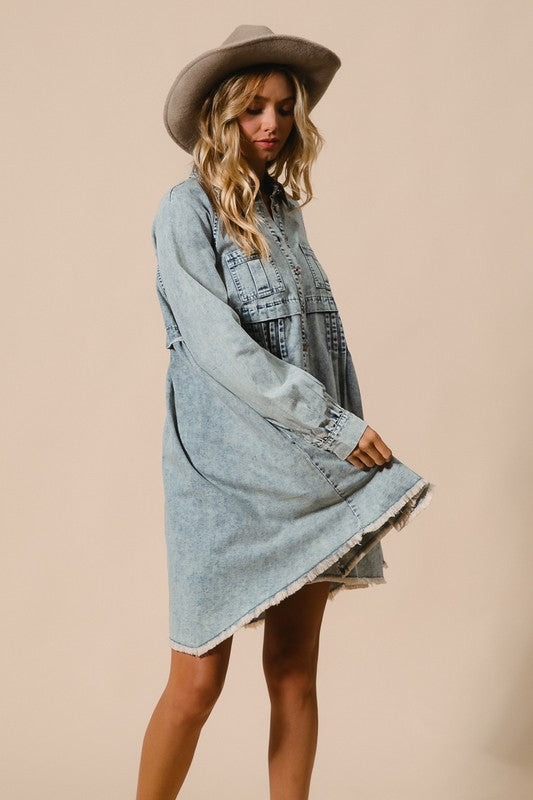 Robe Chemise en Jean Minéral Lavé pour Femme 3