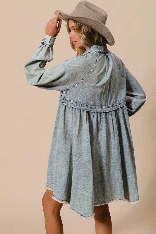 Robe Chemise en Jean Minéral Lavé pour Femme 4