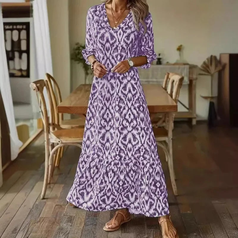 Robe D'été Femme Aérée Col En V Chic 3