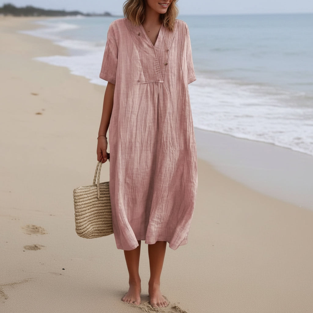 Robe D'été Femme Trapèze Col En V Avec Poches 8