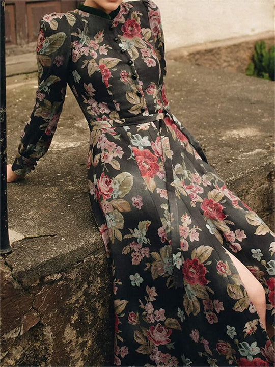 Robe Dirndl Vintage à Motif Floral pour Femme 1