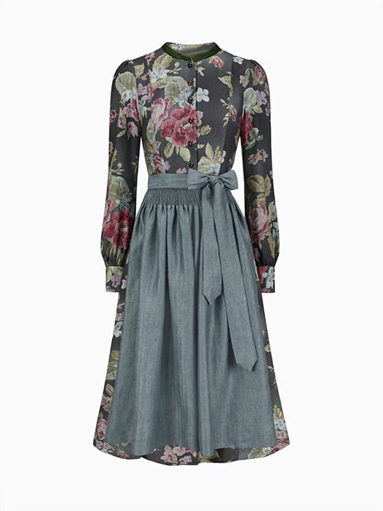 Robe Dirndl Vintage à Motif Floral pour Femme 4