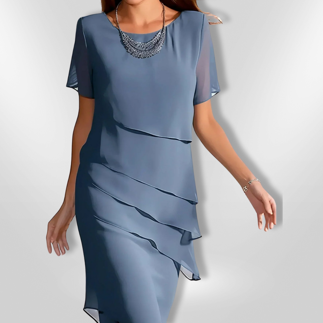 Robe Élégante Femme en Chiffon à Couches Superposées 0