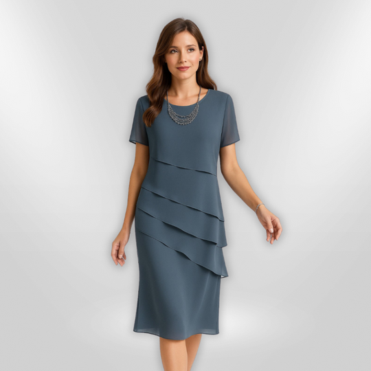 Robe Élégante Femme en Chiffon à Couches Superposées 1
