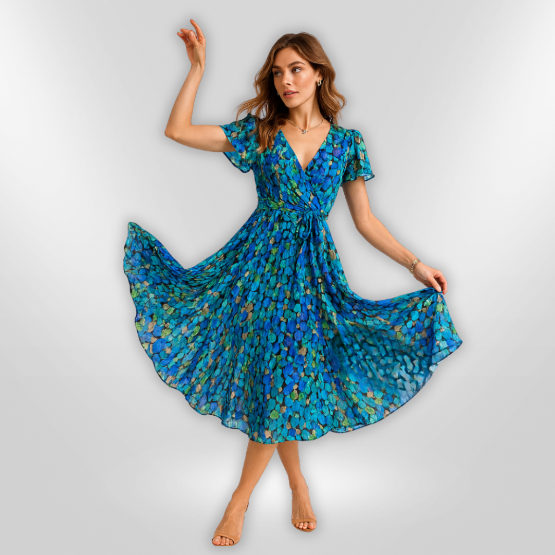 Robe Élégante pour Femme Style Asymétrique Tissu Léger 1