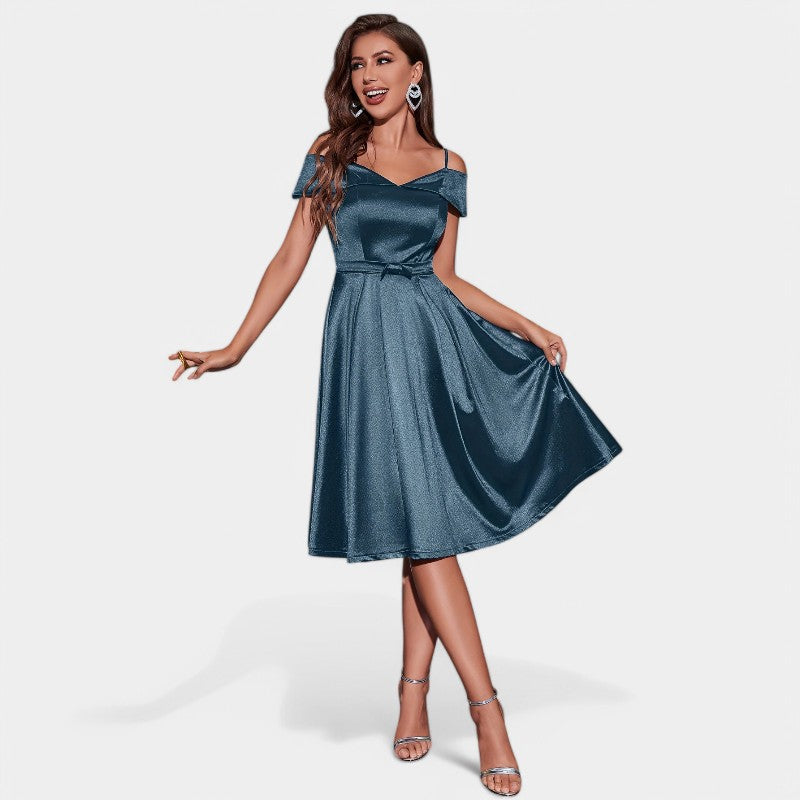 Robe Femme À Épaules Dénudées Satinée Pour Mariage 2