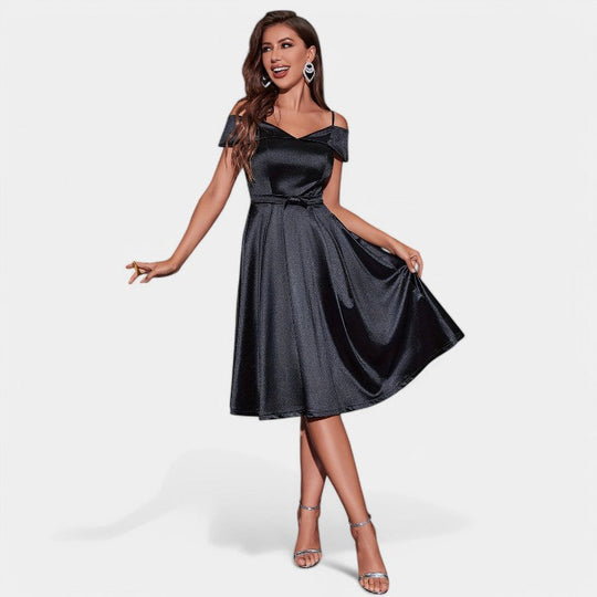 Robe Femme À Épaules Dénudées Satinée Pour Mariage 3