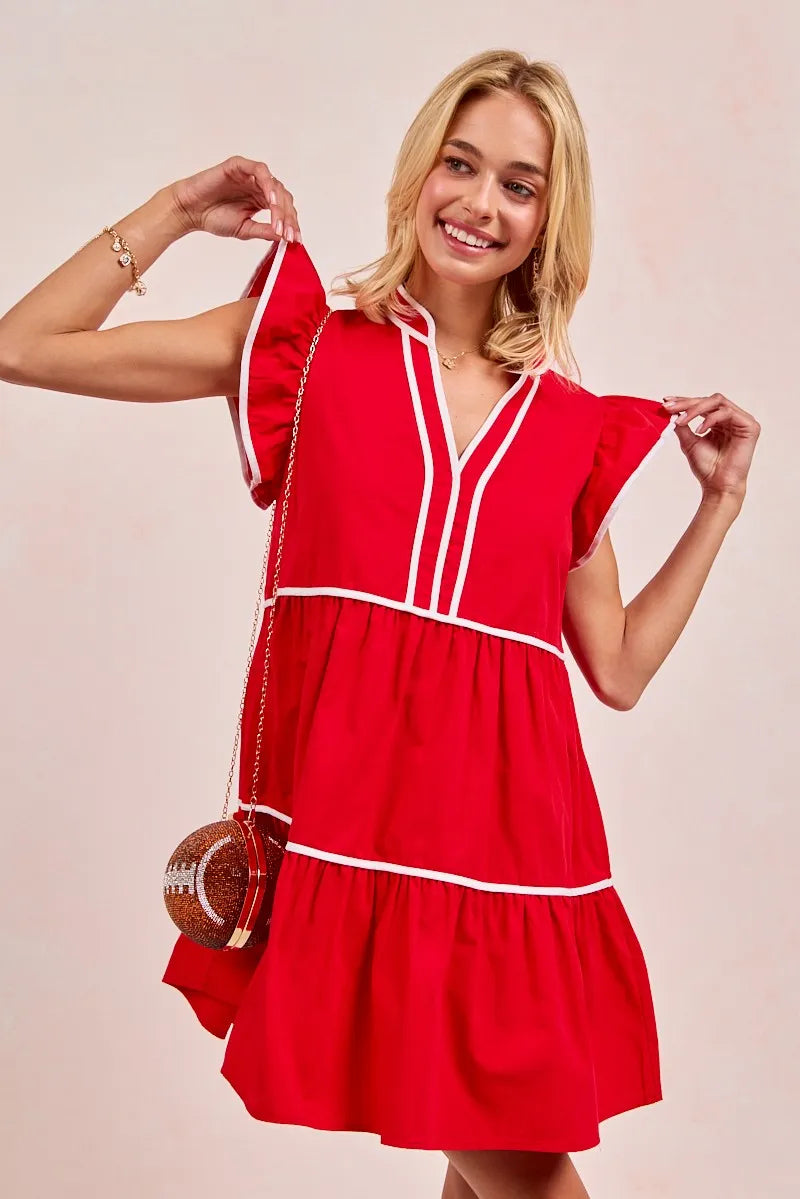 Robe Femme À Volants Thème Jour de Match Coton 7