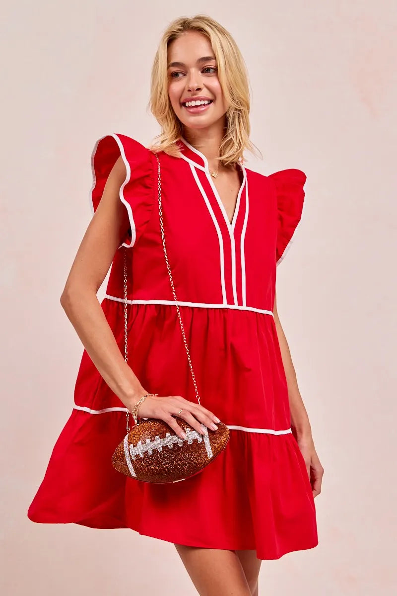 Robe Femme À Volants Thème Jour de Match Coton 8
