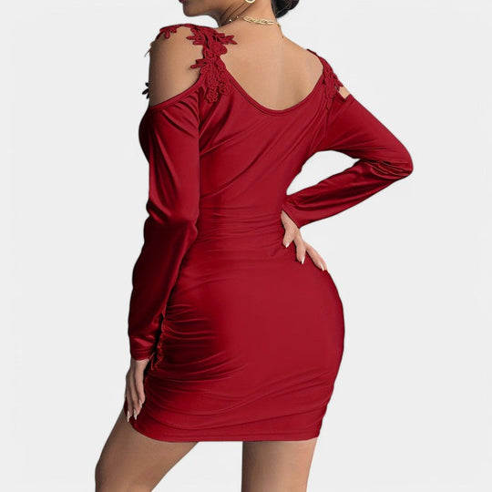 Robe Femme Bodycon Manches Longues Polyester Col en V 4