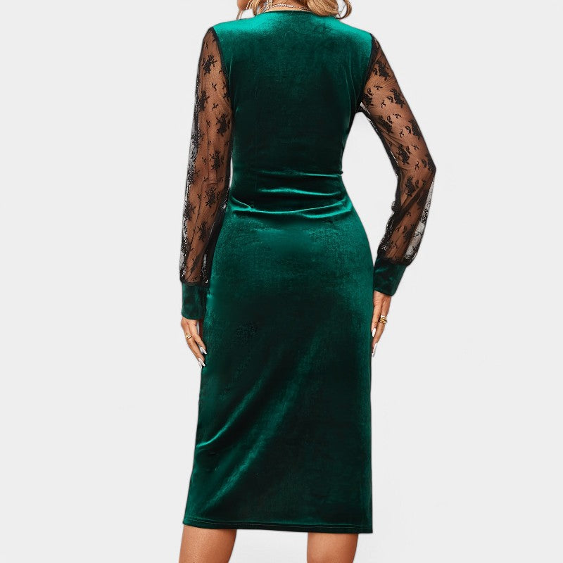 Robe Femme Bodycon en Dentelle Contrastante 4