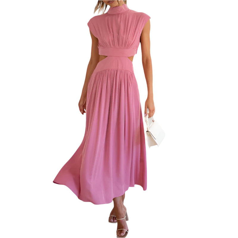 Robe Femme Casual Col Montant Manches Courtes Polyester 0