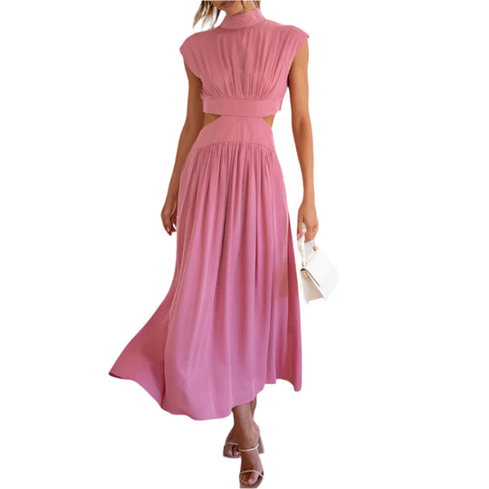Robe Femme Casual Col Montant Manches Courtes Polyester 0