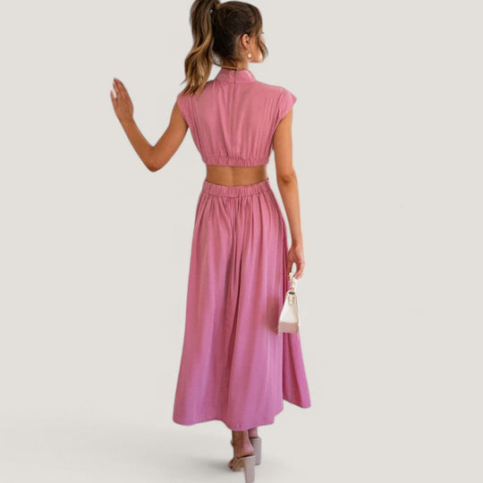 Robe Femme Casual Col Montant Manches Courtes Polyester 1