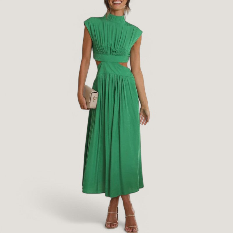 Robe Femme Casual Col Montant Manches Courtes Polyester 2