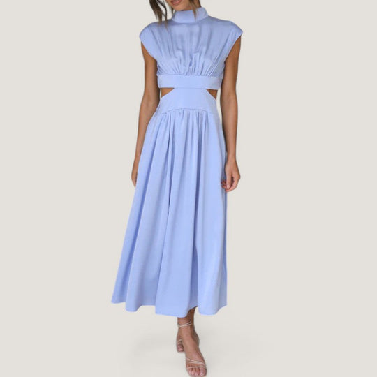 Robe Femme Casual Col Montant Manches Courtes Polyester 4