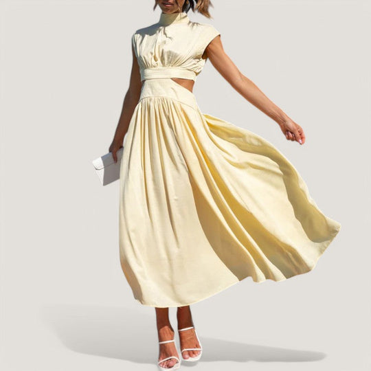 Robe Femme Casual Col Montant Manches Courtes Polyester 5