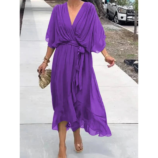 Robe Femme Col V Chic 3