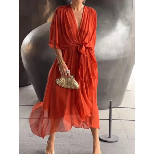 Robe Femme Col V Chic 4