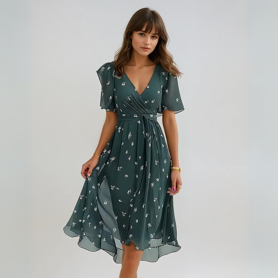 Robe Femme Élégante Manches Courtes Tissu Aéré Polycoton 1