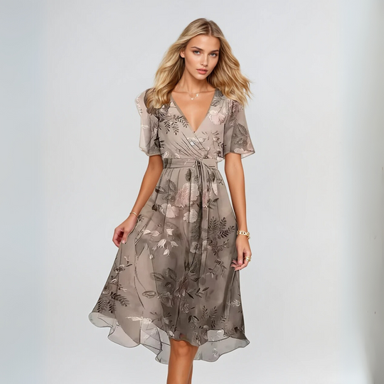 Robe Femme Élégante Manches Courtes Tissu Aéré Polycoton 2